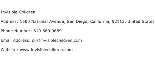 Invisible Children Address Contact Number