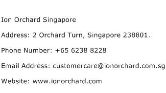 Ion Orchard Singapore Address Contact Number