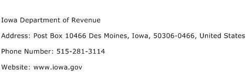 Iowa Department of Revenue Address Contact Number