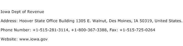 Iowa Dept of Revenue Address Contact Number