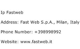 Ip Fastweb Address Contact Number