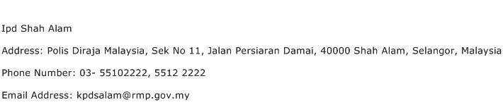 Ipd Shah Alam Address Contact Number