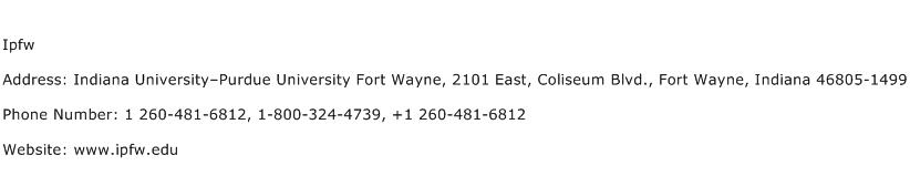 Ipfw Address Contact Number