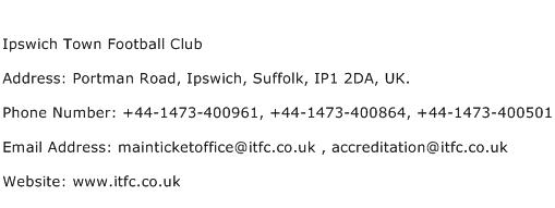 Ipswich Town Football Club Address Contact Number