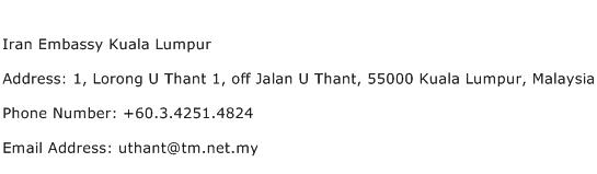 Iran Embassy Kuala Lumpur Address Contact Number