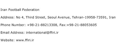 Iran Football Federation Address Contact Number