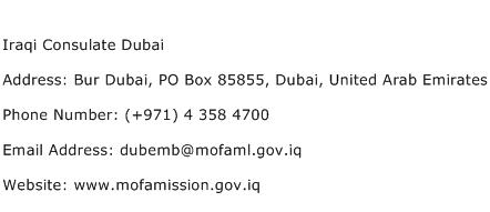 Iraqi Consulate Dubai Address Contact Number