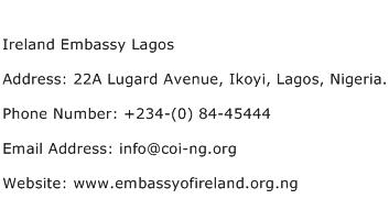 Ireland Embassy Lagos Address Contact Number