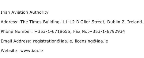 Irish Aviation Authority Address Contact Number