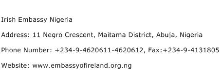 Irish Embassy Nigeria Address Contact Number
