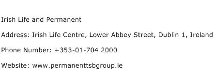 Irish Life and Permanent Address Contact Number