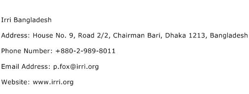 Irri Bangladesh Address Contact Number
