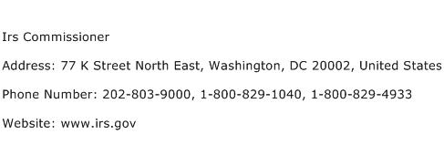 Irs Commissioner Address Contact Number