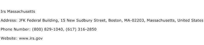 Irs Massachusetts Address Contact Number