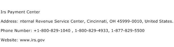 Irs Payment Center Address Contact Number