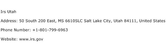 Irs Utah Address Contact Number