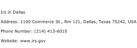 Irs in Dallas Address Contact Number