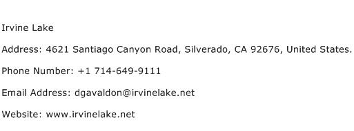 Irvine Lake Address Contact Number