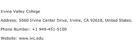 Irvine Valley College Address Contact Number
