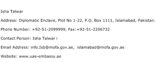 Isha Talwar Address Contact Number