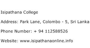 Isipathana College Address Contact Number