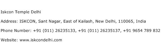 Iskcon Temple Delhi Address Contact Number