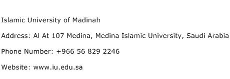 Islamic University of Madinah Address Contact Number
