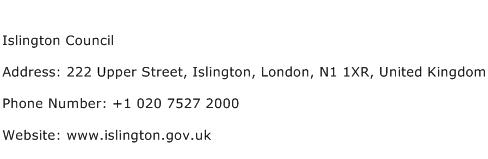 Islington Council Address Contact Number
