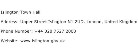 Islington Town Hall Address Contact Number
