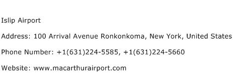Islip Airport Address Contact Number