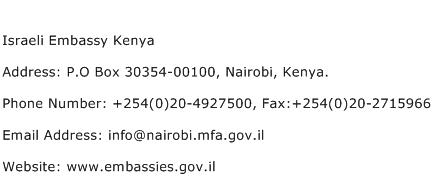 Israeli Embassy Kenya Address Contact Number
