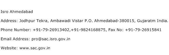 Isro Ahmedabad Address Contact Number