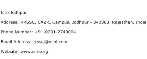 Isro Jodhpur Address Contact Number