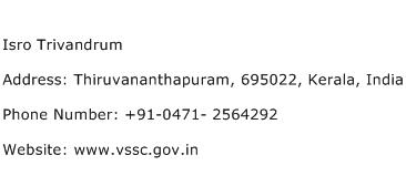 Isro Trivandrum Address Contact Number