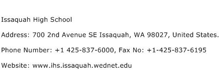 Issaquah High School Address Contact Number