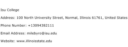 Isu College Address Contact Number