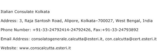 Italian Consulate Kolkata Address Contact Number
