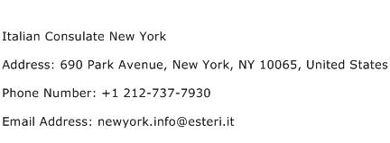 Italian Consulate New York Address Contact Number