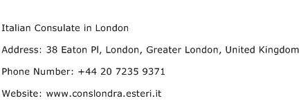 Italian Consulate in London Address Contact Number