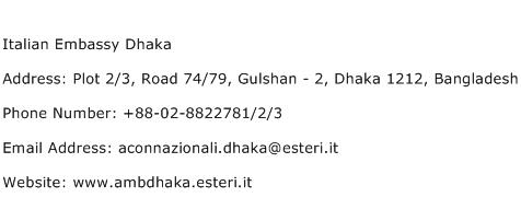 Italian Embassy Dhaka Address Contact Number