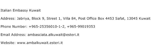 Italian Embassy Kuwait Address Contact Number