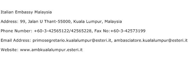 Italian Embassy Malaysia Address Contact Number