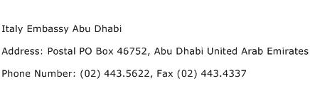 Italy Embassy Abu Dhabi Address Contact Number