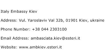 Italy Embassy Kiev Address Contact Number