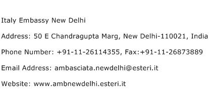 Italy Embassy New Delhi Address Contact Number