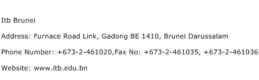 Itb Brunei Address Contact Number