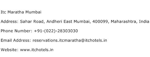 Itc Maratha Mumbai Address Contact Number