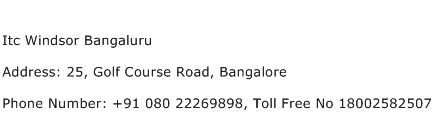 Itc Windsor Bangaluru Address Contact Number