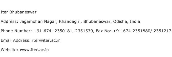 Iter Bhubaneswar Address Contact Number