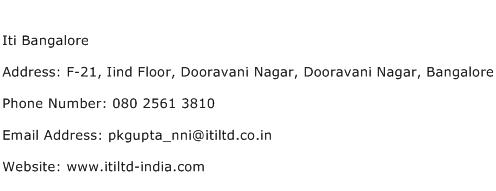 Iti Bangalore Address Contact Number